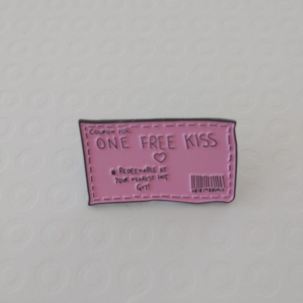 🧁 3/$30 One Free Kiss Coupon Pink Enamel Pin NEW